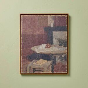 Hearth & Hand Dining Still Life Dark Finish Frame Burlap Wall Art 16" x 20"